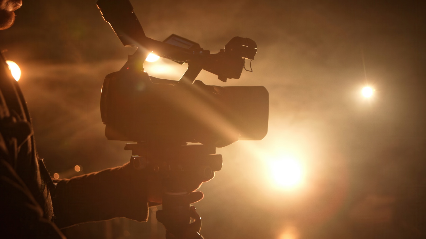 Film production lights on a studio set